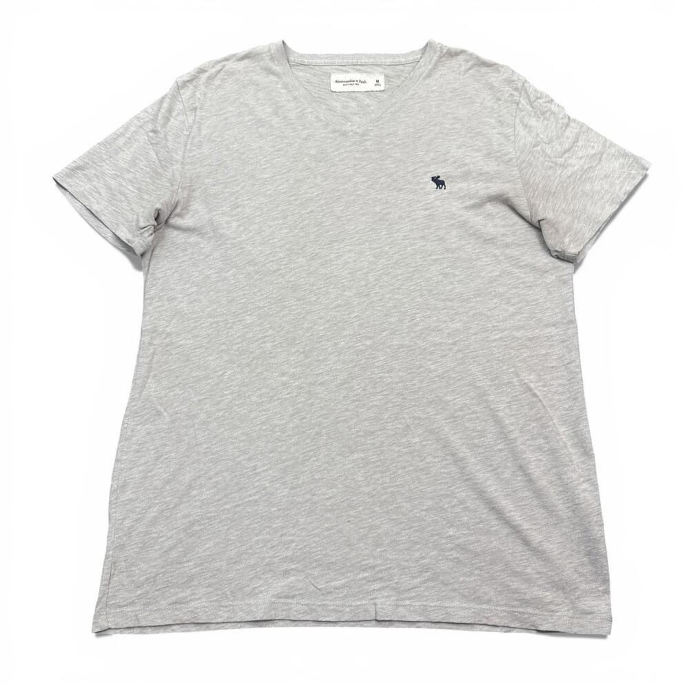 Abercrombie & Fitch Soft AF Tee Shirt Mens Size Medium Light Gray V Neck Tee